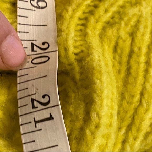 Anthropologie  yellow Lime Bia Mock Neck Tunic Sweater Alpaca blend Texture Knit - Picture 12 of 13